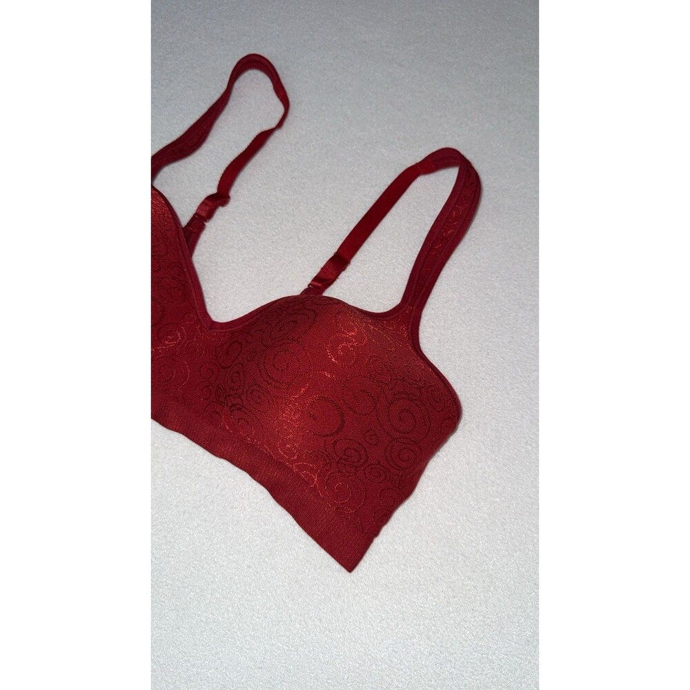 Bali Comfort Revolution Red Wireless Bra Swirl Pattern 34C